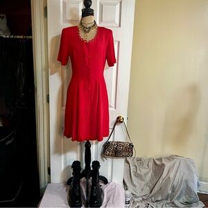 Vintage‎ HABITS Red Button Front S/S
Fit & Flare Retro Mod Mini Dress 6